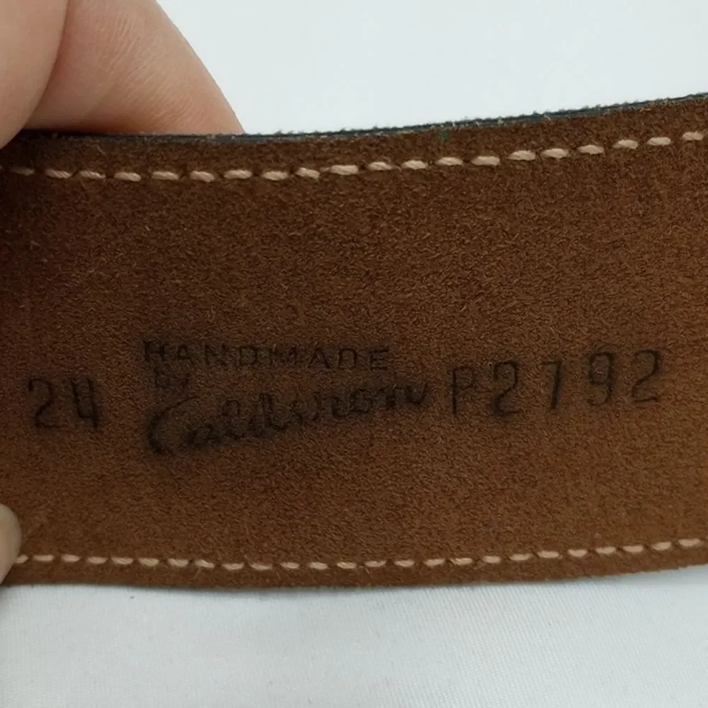 Vintage Handmade Red White and Blue Leather Calderon Belt